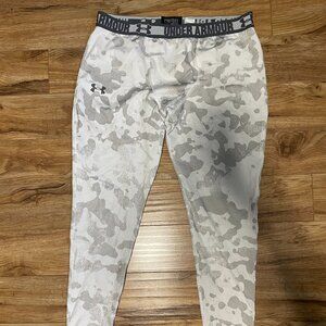 Under Armour UA Heatgear Compression Leggings Tights Camo White Gray - Size 2XL